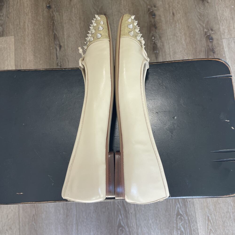 Sam Edelman Monet Ballet Flats SZ 10.5 Tan Gold Studded Summer Sand Nude Bow Log - Picture 8 of 12